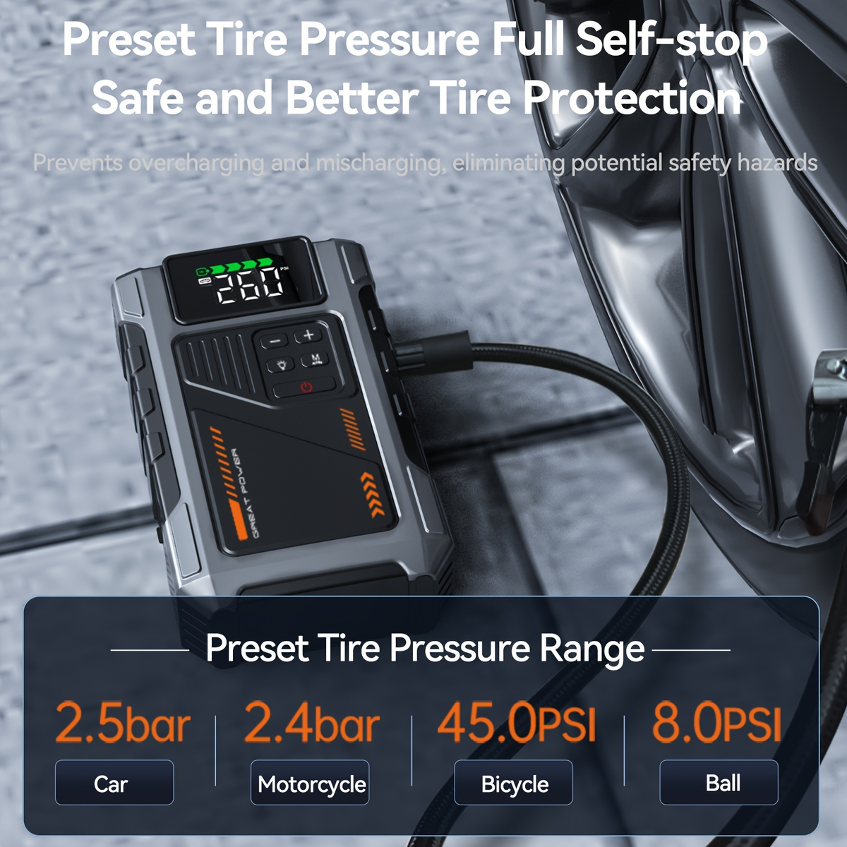 Jump Starter with Air Compressor 5000A Peak 150PSI Tire Inflator 5-in-1 Portable Car Battery Jump Pack for Garden, Patio and 