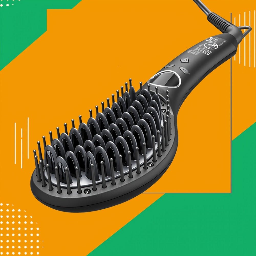 Ceramic Hair Straightener Brush 30 Sec Fast Heat Anti-Scald Straightening Comb Soft Touch, for Home, Travel and Salon Hair St
