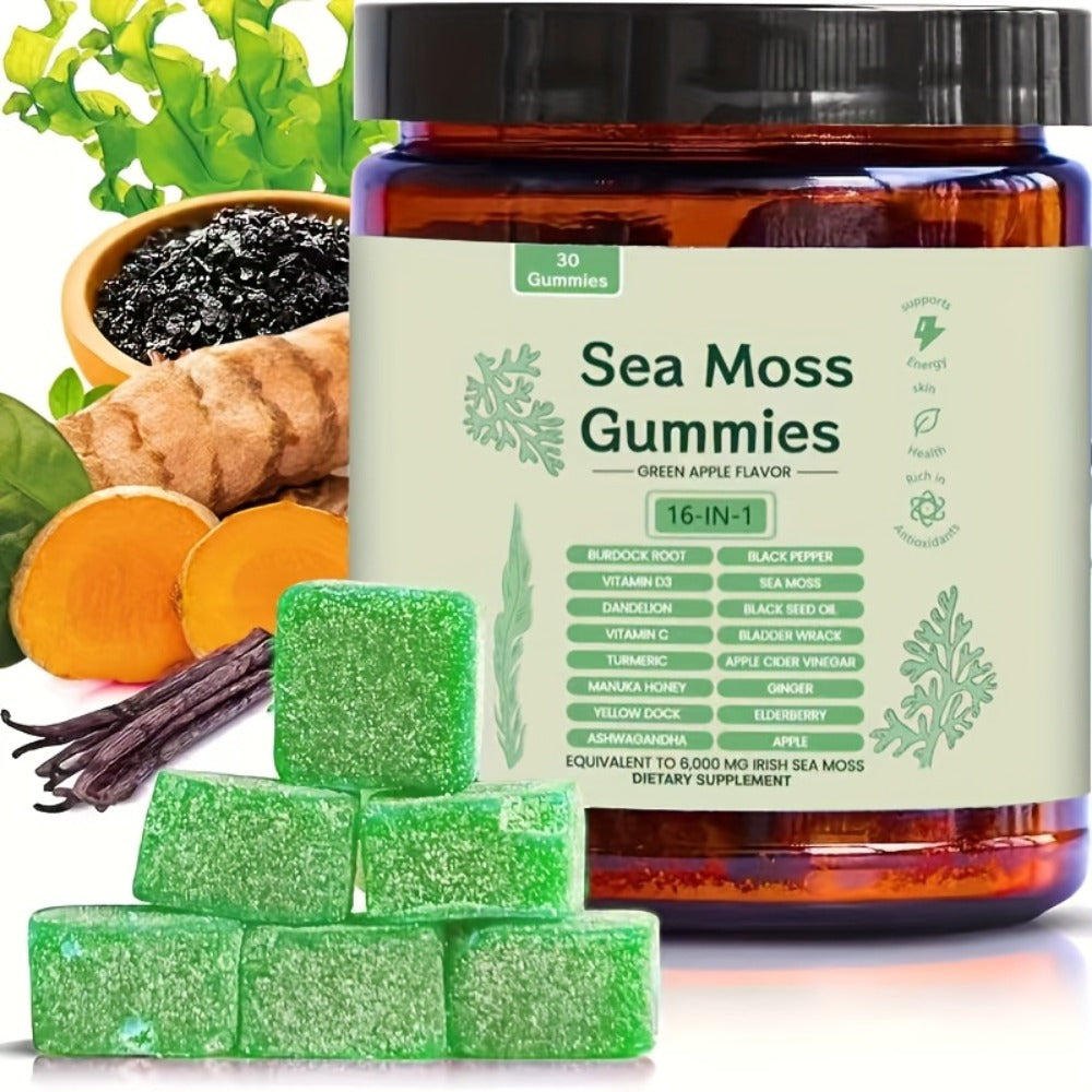Sea Moss Gummies with Turmeric, Ashwagandha & Black Seed Oil, Immune Support for Bath Time, Home Spa and Personal Care — imag