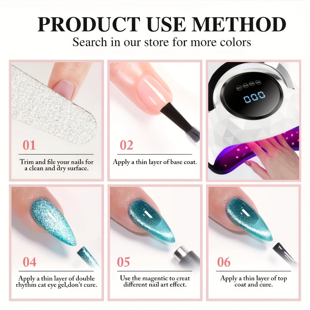 Nine-Color Cat Eye Gel Polish Jar Set with MORDDA Flower Order Shades and Included Magnetic Tool — image 9