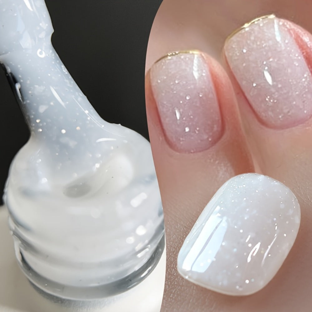 Gel Nail Polish BORN PRETTY 2-Piece Snow-Jelly Shimmer Set in Nude Pink and White Glitter with UV/LED Soak-Off Cure — image 4