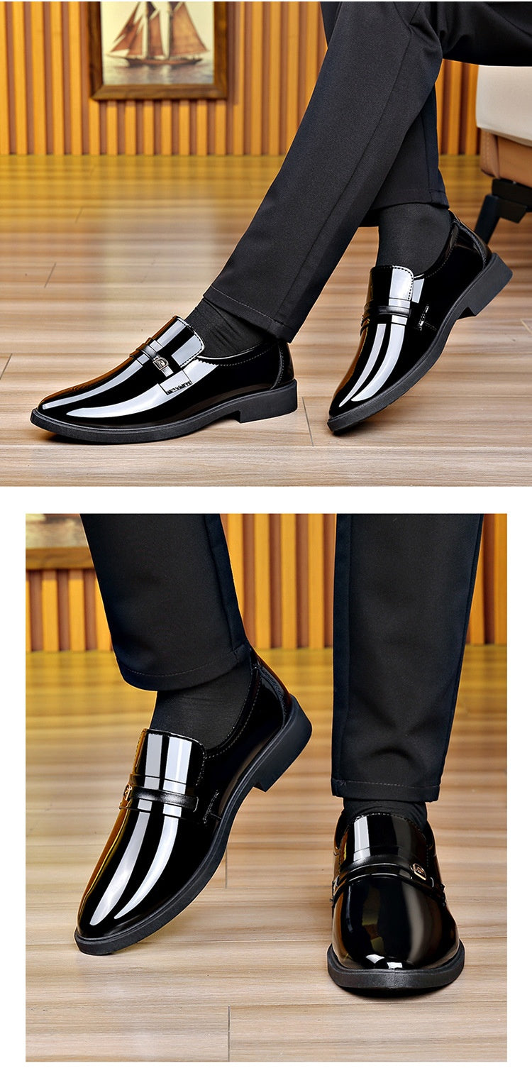 Dress Leather Shoes With A Mirror Like Slip On Design
