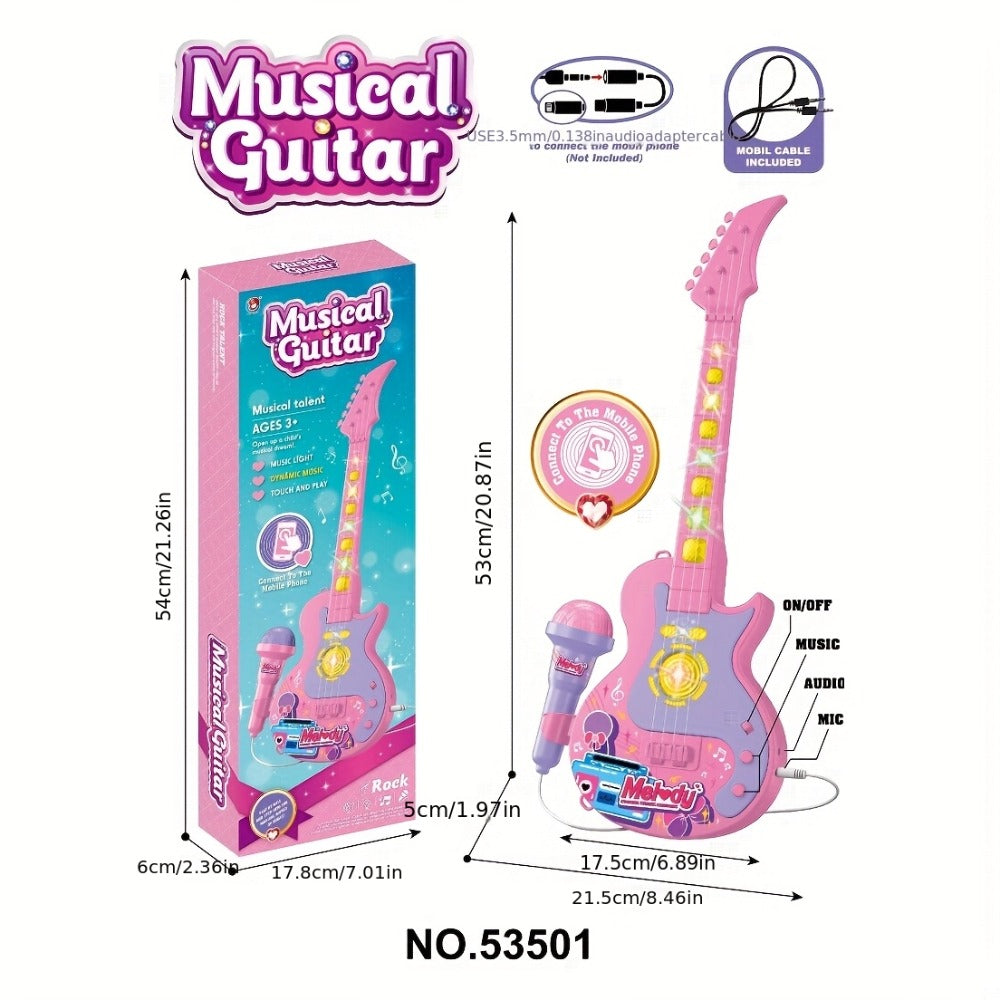 Kids Electric Guitar Toy with Microphone, Lights & Sounds, Musical Instrument Toy for Toddlers Ages 3-8 — image 2