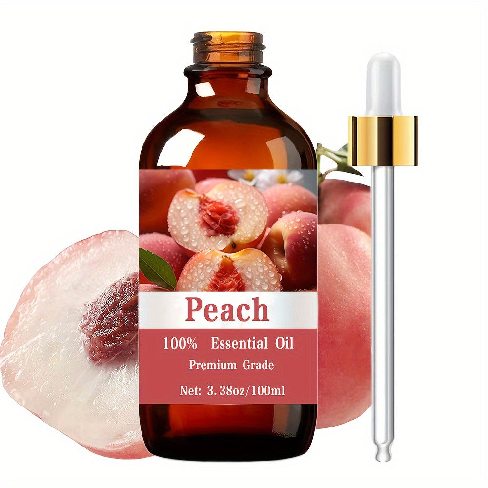 Peach Essential Oil 100ml Pure Care Grade Sweet Fruity – Aromatherapy Body Oil for Skin Moisturizing, Hair Care, Nail Care — 