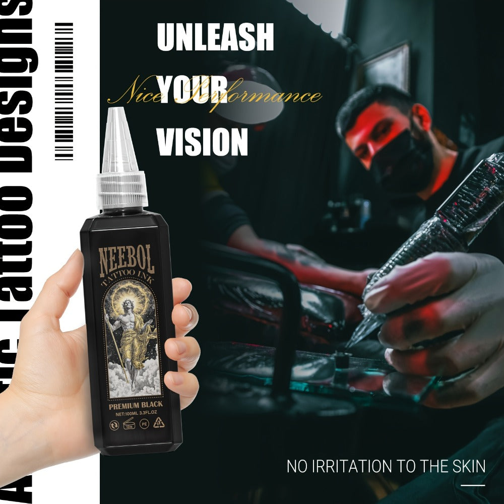 Tattoo Ink Neebol Black 3.38oz 100ml Single Bottle with Black Ink Configuration with Item-Specific Color, Capacity and Bottle