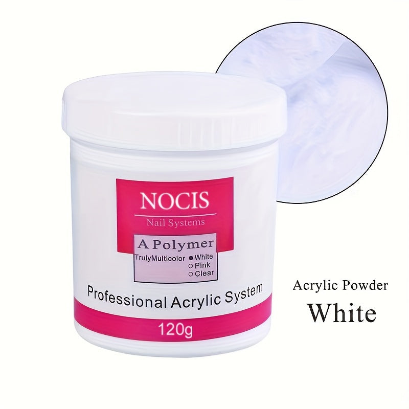 NOCIS 120g Acrylic Nail Powder Jar in White, Pink or Transparent Color for Use with Compatible Acrylic Liquid — image 15