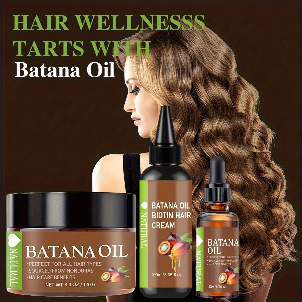 Honduran Batana Oil & Biotin 3-Piece Hair Care Set, Cold-Pressed Pure Extract, Nourishes Scalp, Strengthens Strands — image 3