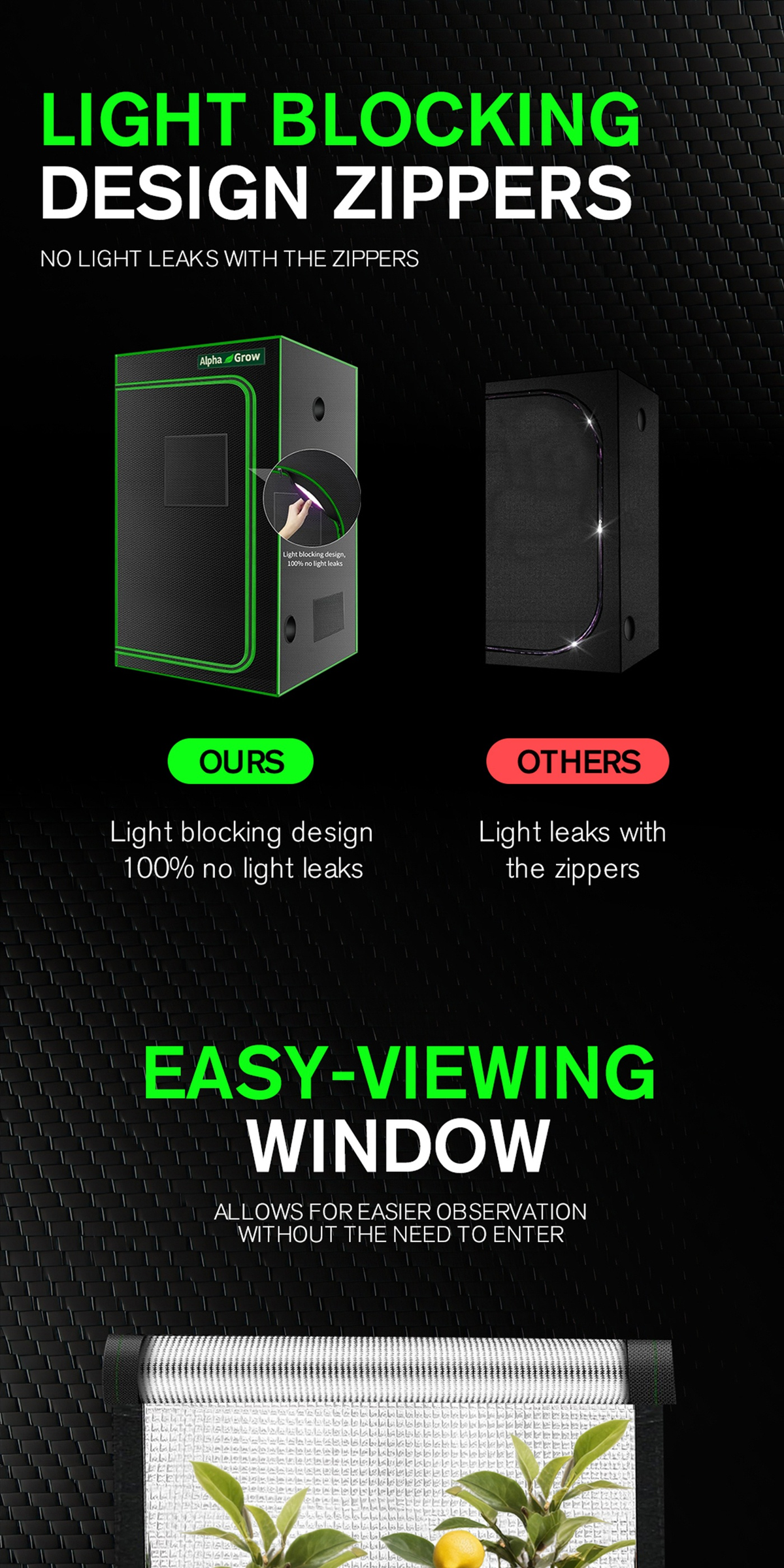 Grow Tent 1680D Thickened Mylar with Observation Window & Floor Tray, Pro-Grade Indoor Hydroponic Growing — image 21