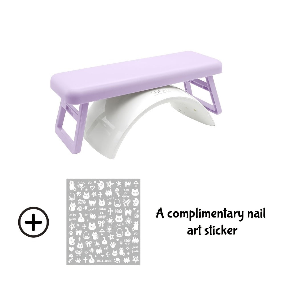 Folding Nail Armrest Hand Rest for Nail Technicians – Cushioned Wrist Support Pillow Bracket, Portable Manicure Table Stand —