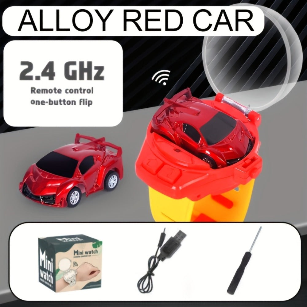 Alloy Metal RC Sports Car for Kids with Flashing LED Lights, 2.4GHz USB Rechargeable Push Button Remote Control Toy Car — ima