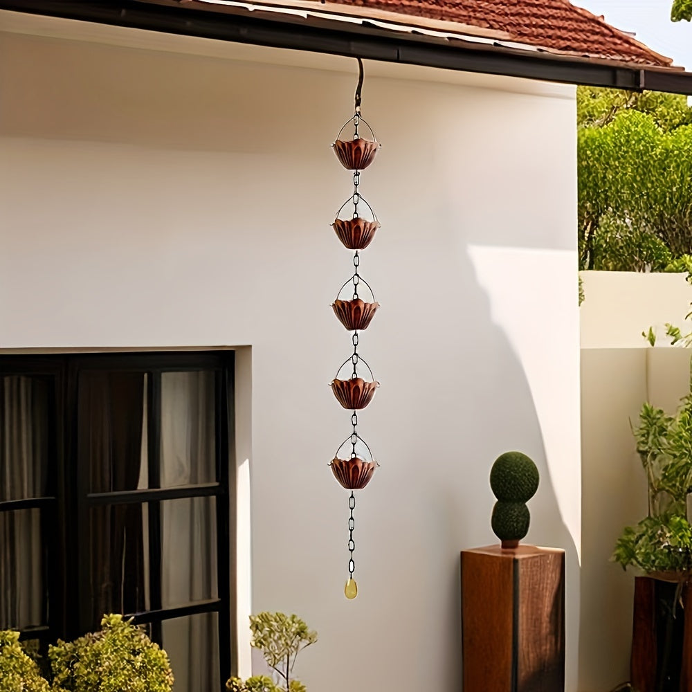 Rain Chain | Metal Flower Downspout Diverter Garden Patio House Decor — image 5