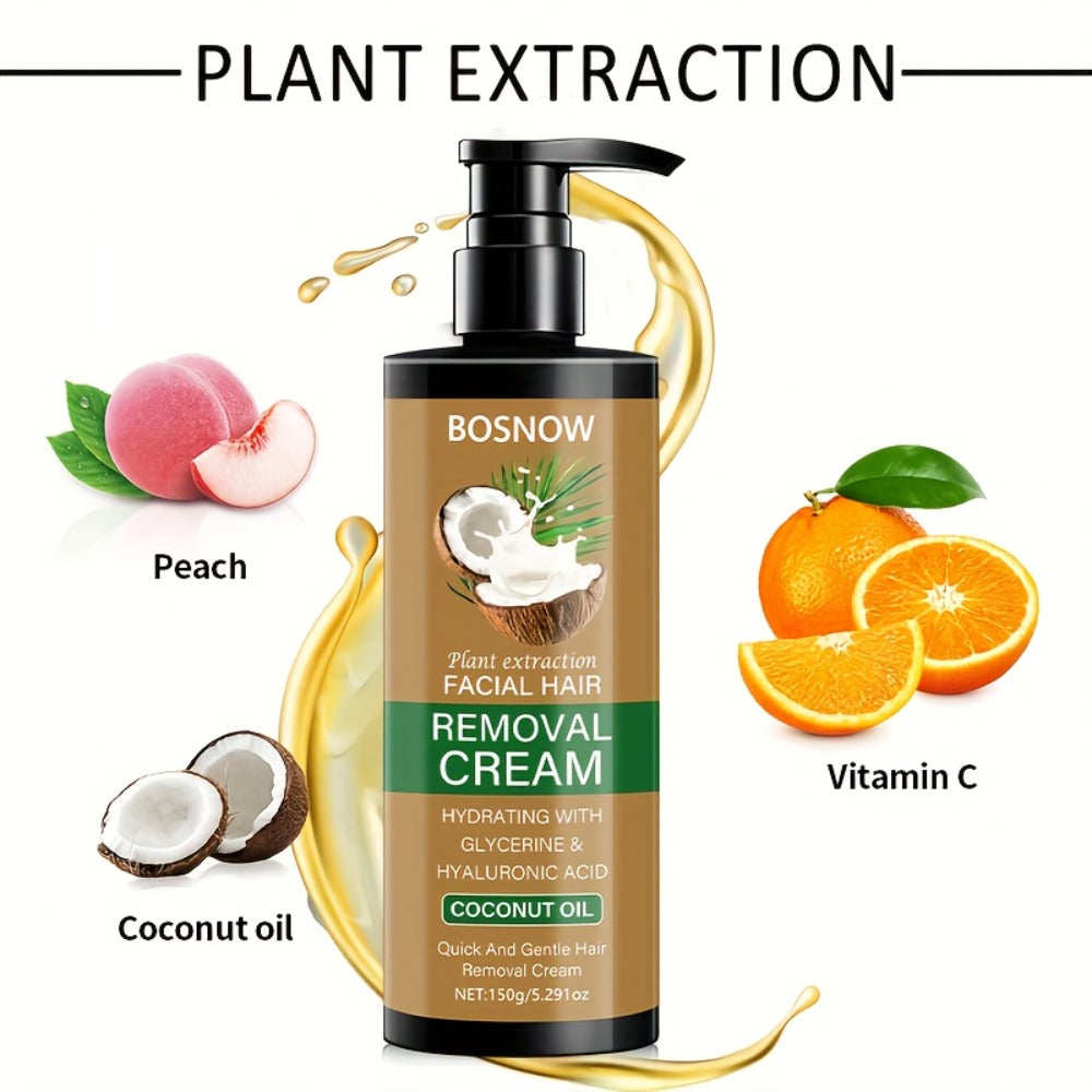 Hair Removal Cream BOSNOW 150g Coconut Oil Pump Bottle with Carton for External Body Grooming — image 11