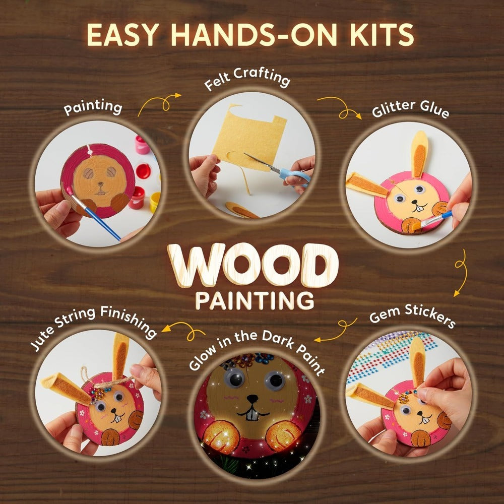 Kids Painting Kit Glow in the Dark, Wood Slice Arts & Crafts Set Ages 6+ with 16 Wood Slices, Felt — image 7