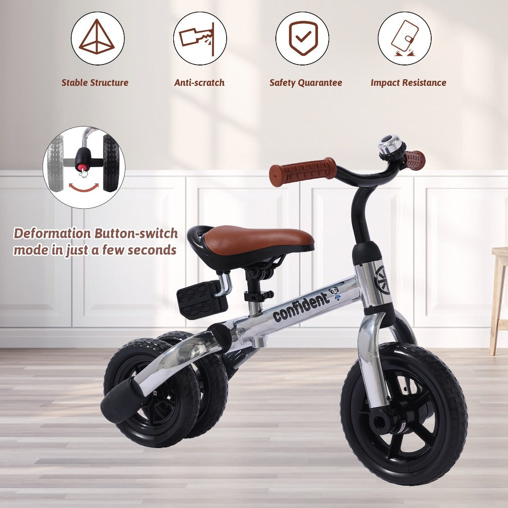 3-in-1 Kids Tricycle Balance Bike Carbon Steel Frame EVA Wheels Foldable with the Listed Color, Size or Set Options for Every