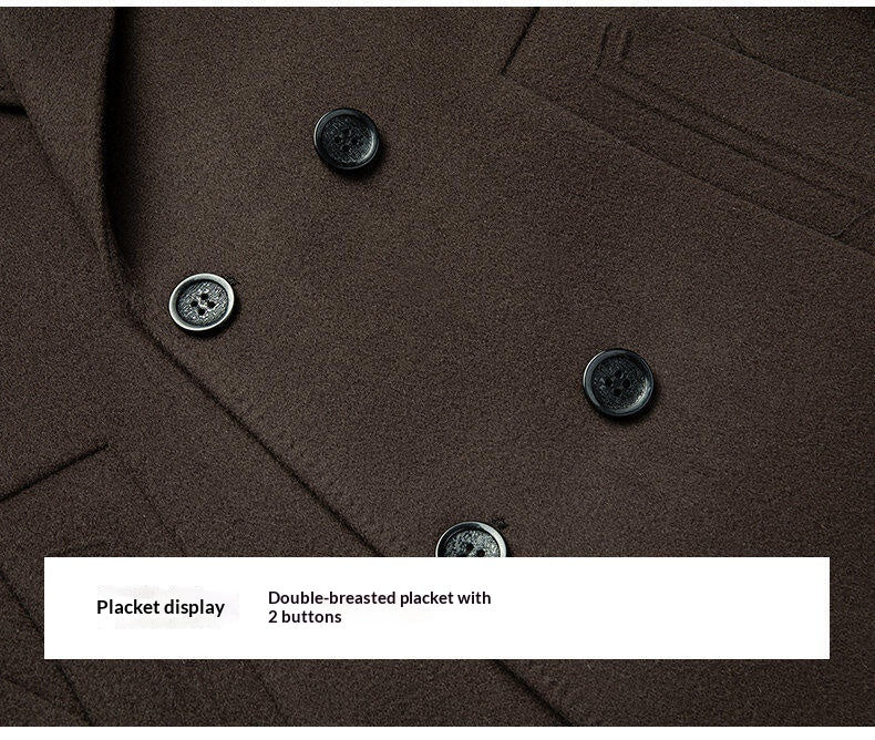 Arrival Long Double-Faced Wool Coat With Detachable Goose Down Lining And Double-Breasted Design