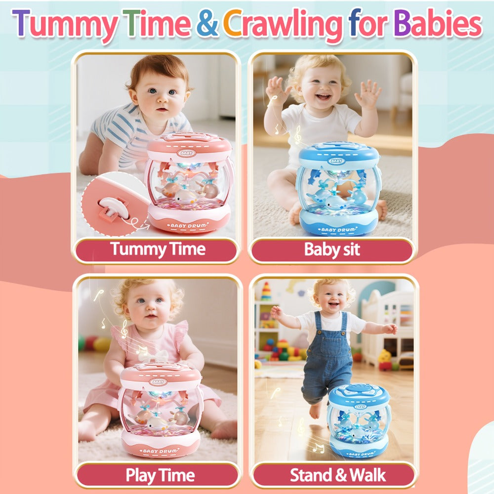 Baby Rotating Projector Music Toy 3 Months+, Interactive Animal Sounds & Lights, Multi-Functional Sensory Learning Toy for In