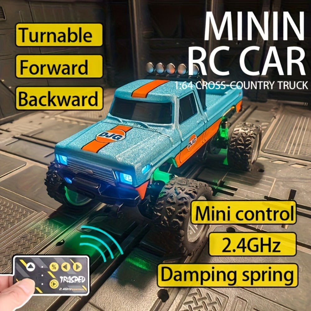 1:64 Scale Mini RC Car Alloy Off-Road Truck with Shock Absorbers – Pocket-Sized Remote Control Car for Boys Ages 6 7 8 9 10 —
