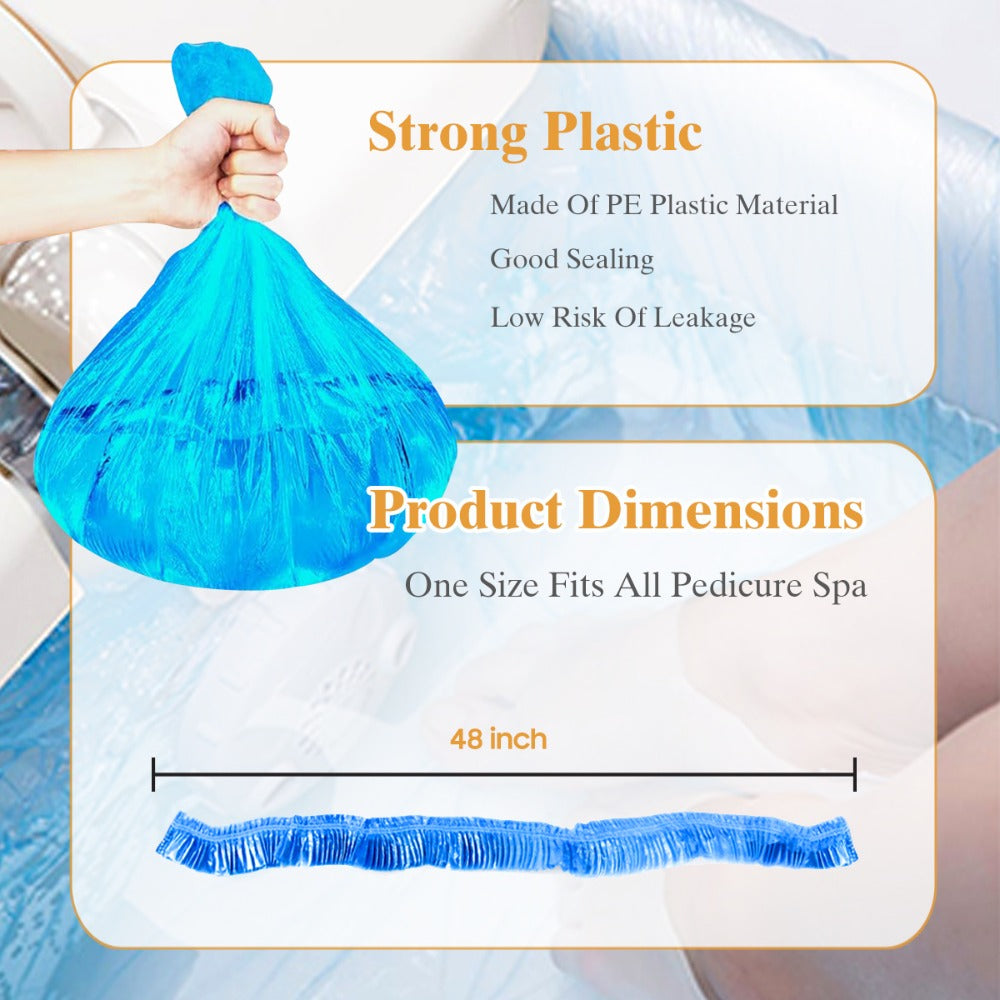 Disposable Pedicure Liners 400 Pack Single-Use HDPE Foot Bath Bowl Bags – Elastic Fit, Hygienic Nail Salon Foot Soak Liners f