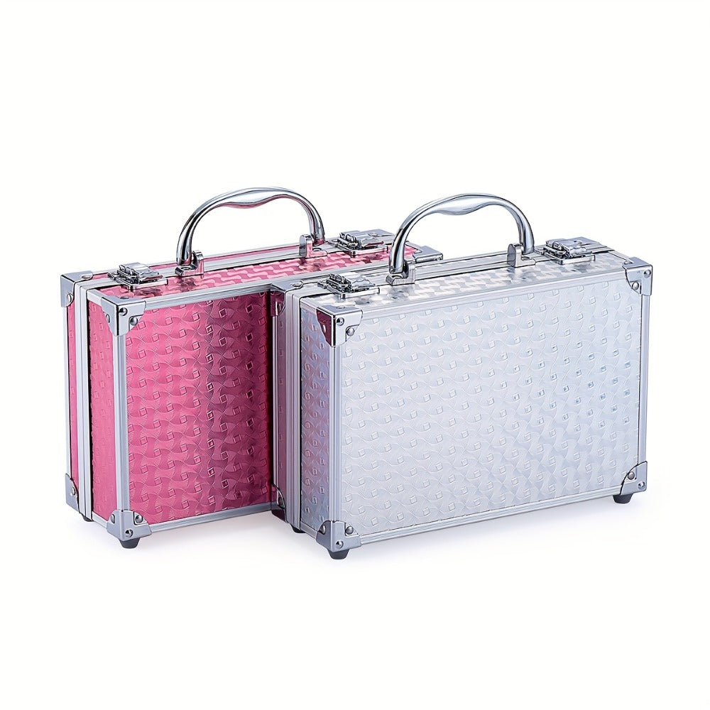 Makeup Kit 56-Piece Handled Mirror Case with Mixed Face, Eye and Lip Cosmetics in Silvery or Rose Color — image 14
