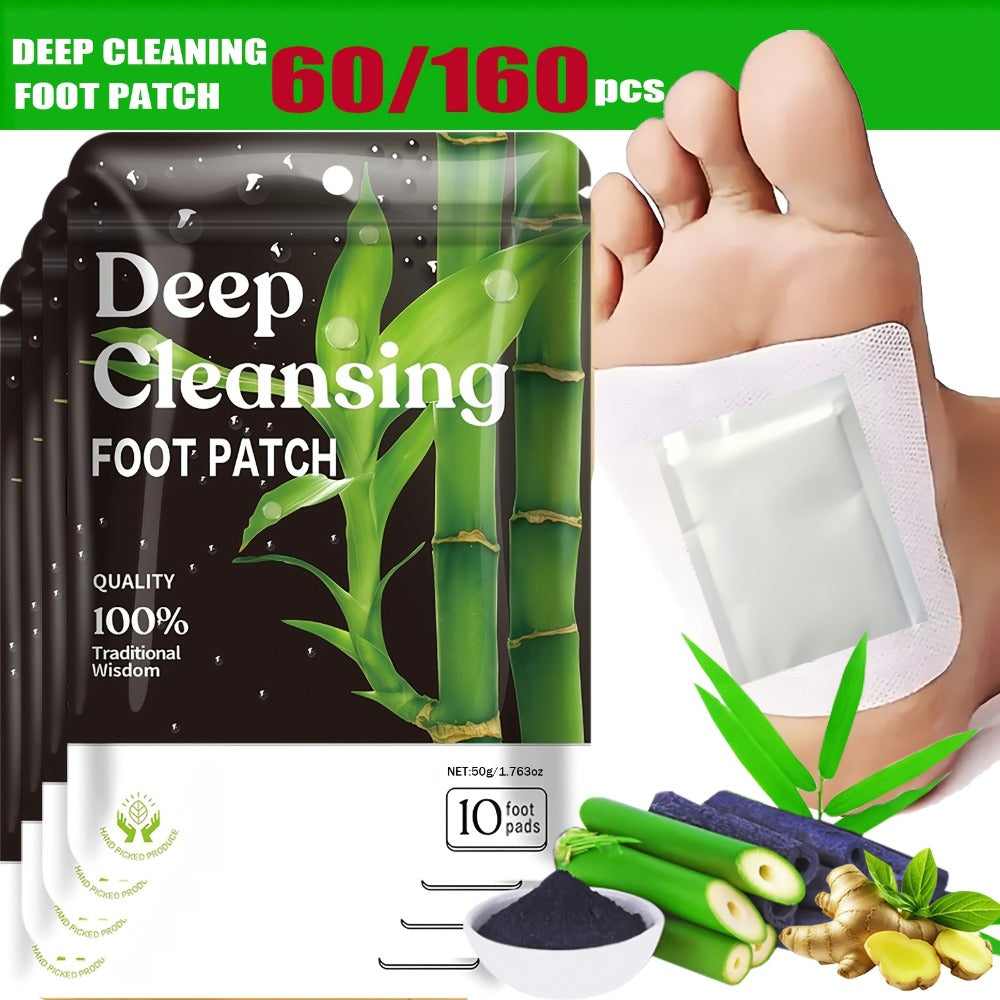 Foot Detox Patches Bamboo Vinegar & Ginger 60 & 160 Pcs – Deep Cleansing Natural Plant Ingredients Alcohol-Free Overnight Moi