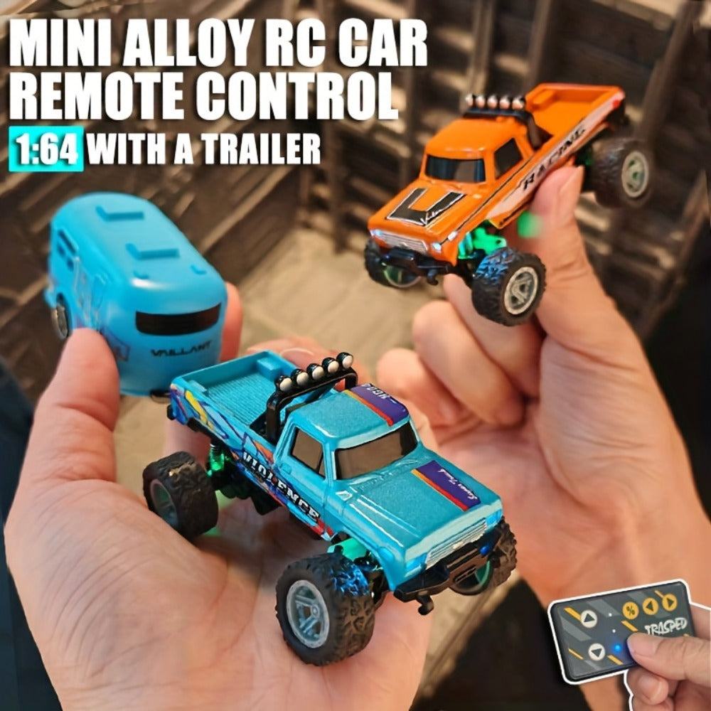 Mini RC Monster Truck 1:64 Scale with Matching Trailer, 2.4GHz Controller, LED Details and Three Color Options — image 4