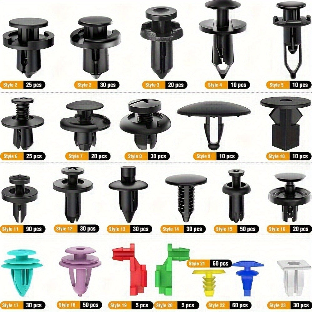 Car Bumper Screw & Rivet Repair Kit 725-Piece – Universal Plastic Clips, Nuts & Fasteners for Bumper, Wing & Interior Body Pa