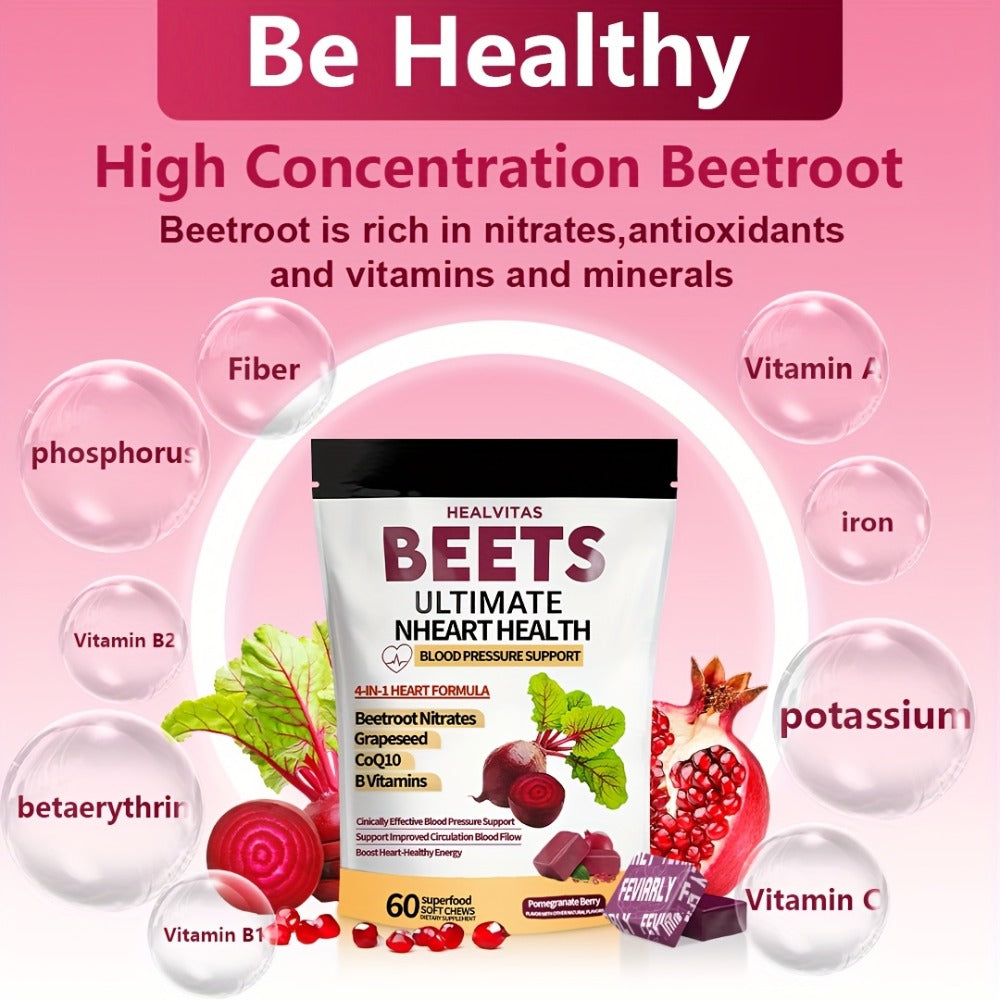 Super Beet Chewable Gummies with CoQ10 Grape Seed Extract & B Vitamins for Bath Time, Home Spa and Personal Care — image 8
