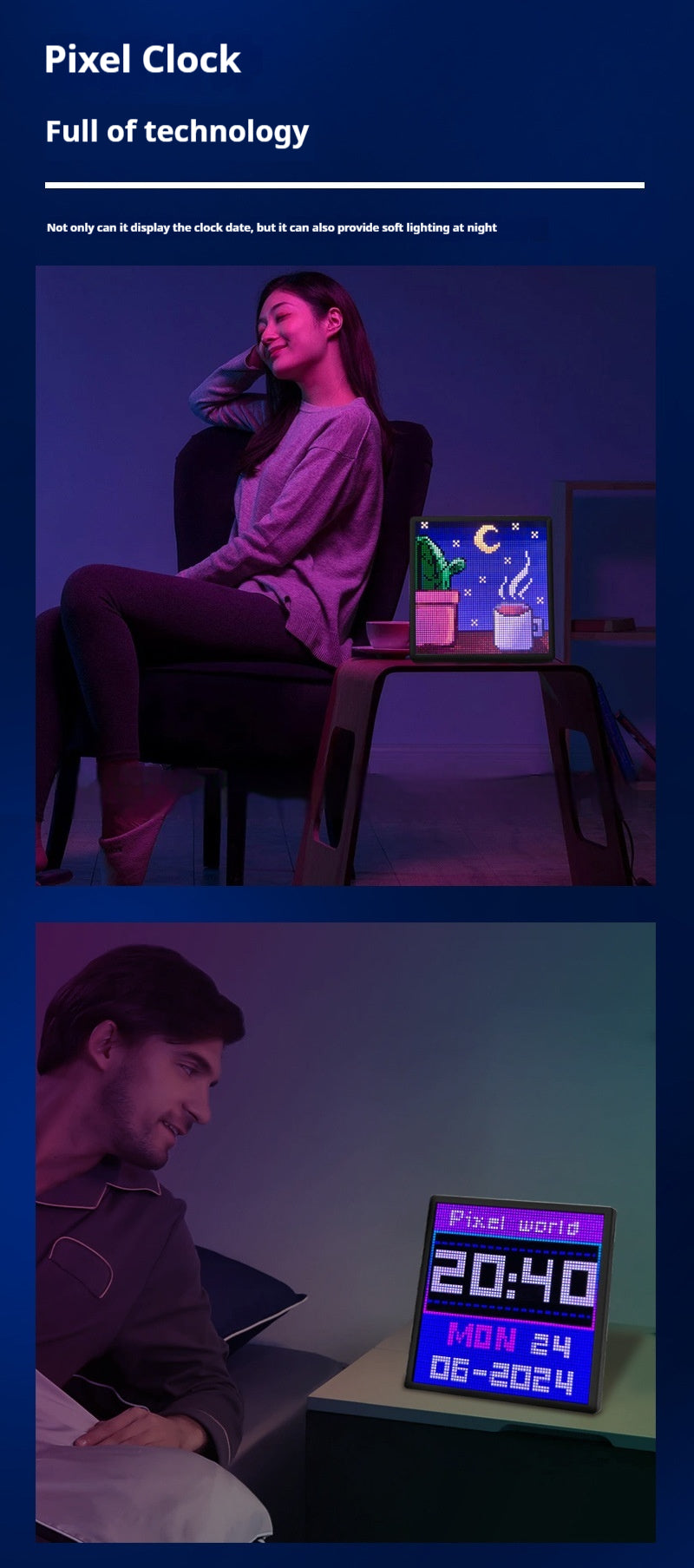 Bluetooth Game Tables LED Atmosphere Desktop Decoration DIY Photo Frame Gift Graffiti Pixel Screen