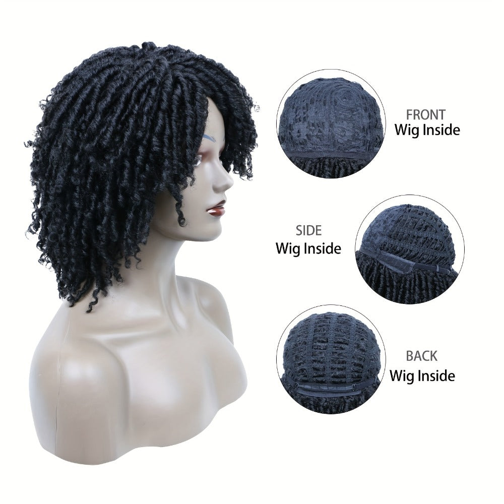 Synthetic Wig 12-Inch Goddess Faux Locs Headband Style with Curly Ends in Three Colors for Festivals — image 7