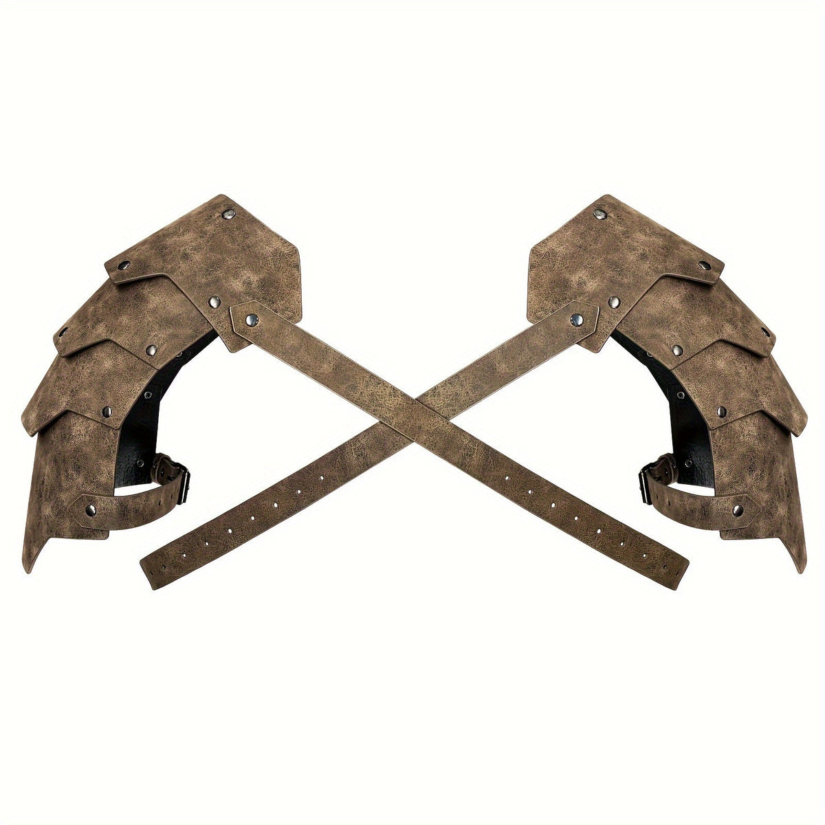 Medieval Shoulder Armor Double Pauldron for Men & Women – Embossed PU Faux Leather Warrior Pauldrons for Halloween LARP Cospl
