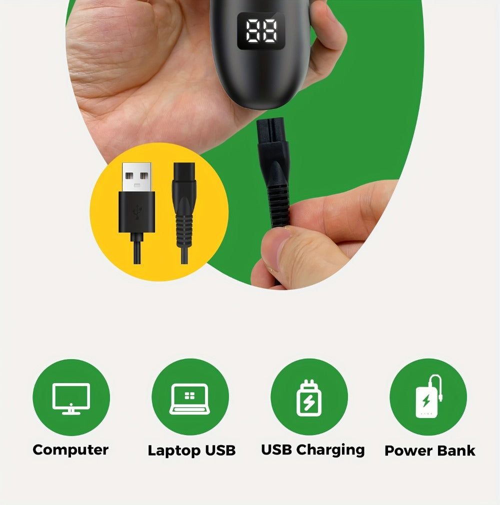 Manscaping Trimmer for Men IPX7 Waterproof Electric Groin and Ball Trimmer Ceramic Blades LCD Battery Display Replaceable Hea