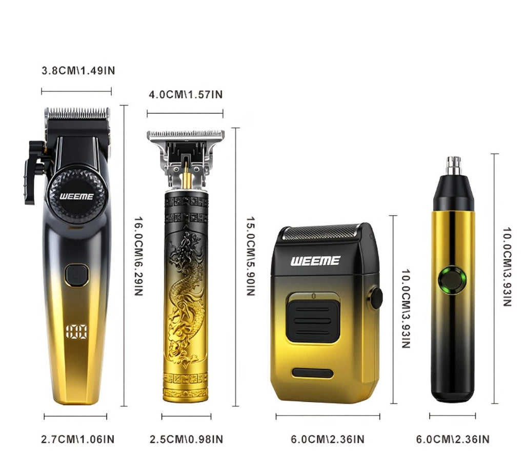 4-Piece Grooming Kit for Men USB Rechargeable Electric Shaver Beard Trimmer Nose Hair, for Everyday Face, Beard and Body Groo