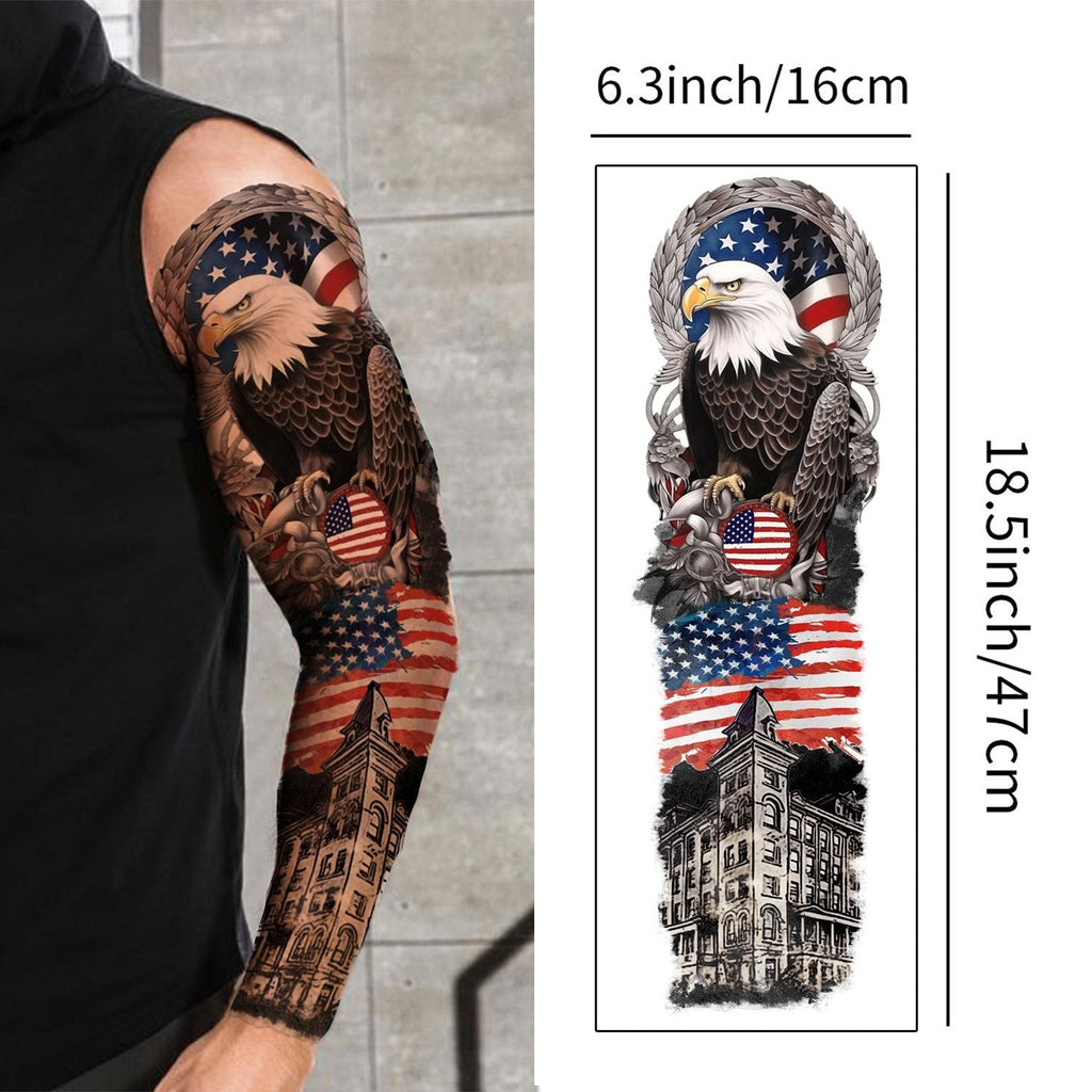 4th of July Temporary Tattoos 14 Sheets Patriotic American Flag Sleeve Tattoo Stickers Red White Blue — image 4