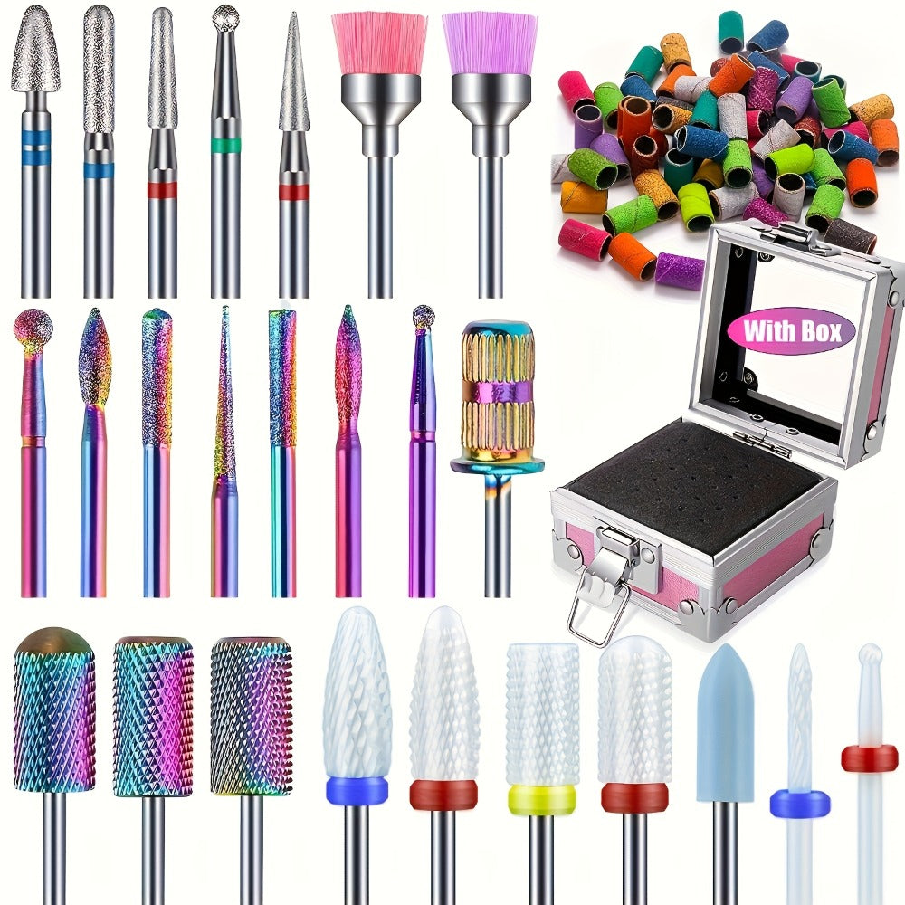 Nail Drill Bit Set Tungsten Steel & Ceramic Grinding Heads with Storage Box for Gel Removal Nail Enhancement — image 8