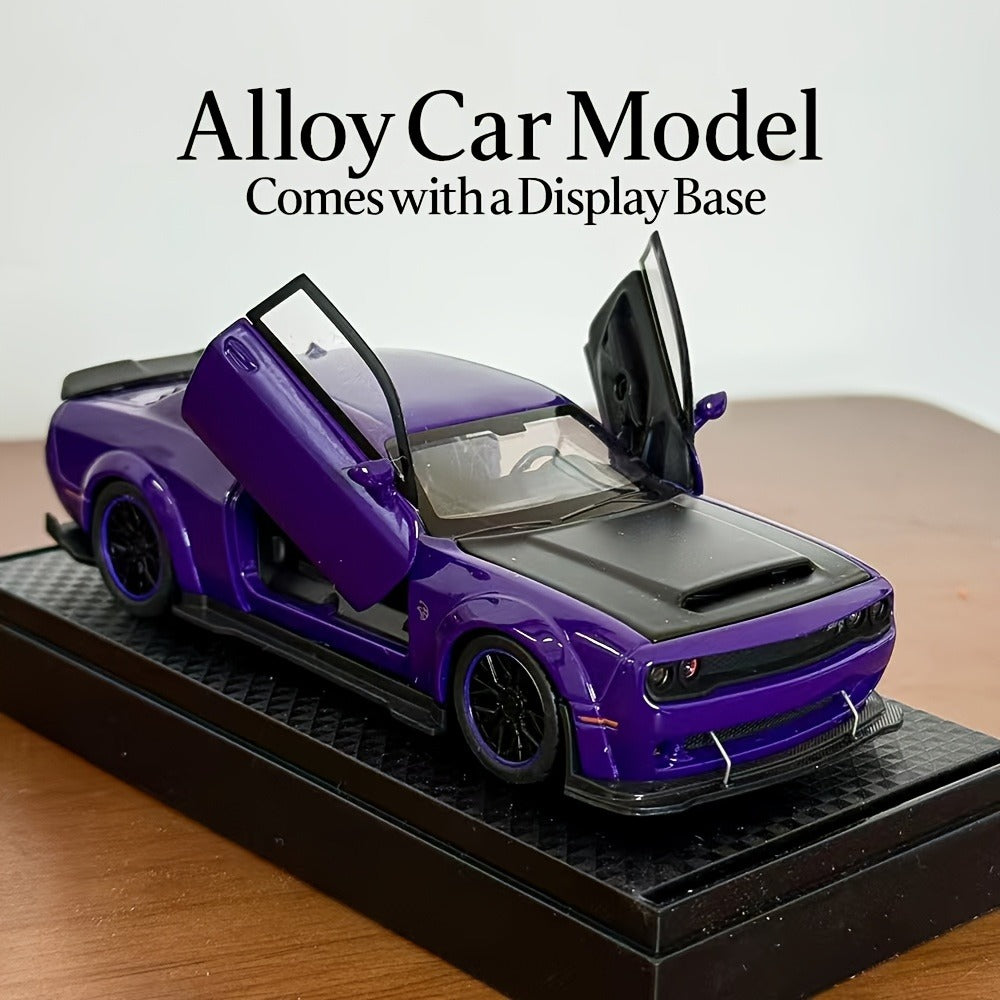 Dodge Hellcat Diecast Car Model 1:32 Scale Alloy Replica with Display Base, Openable Doors, Collectible Mini Vehicle — image 