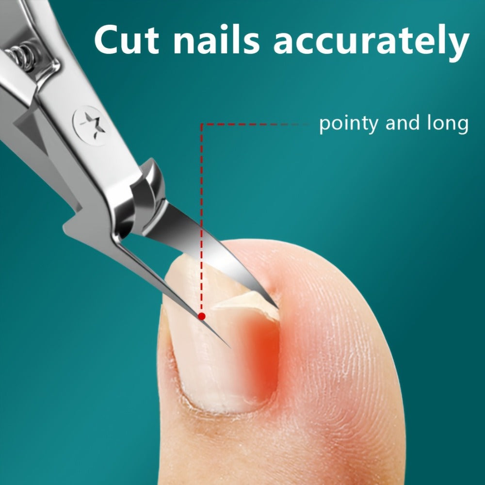 4CR13 Stainless-Steel Nail Clipper with Extended 68-Degree Right-Angle Blade and Silver Finish — image 5