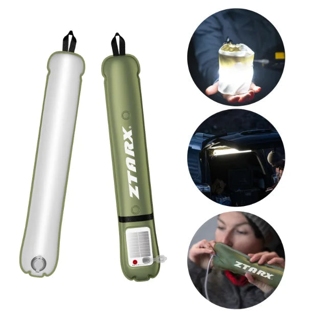 Outdoor folding inflatable camping light solar inflatable light waterproof magnetic suction column portable lantern
