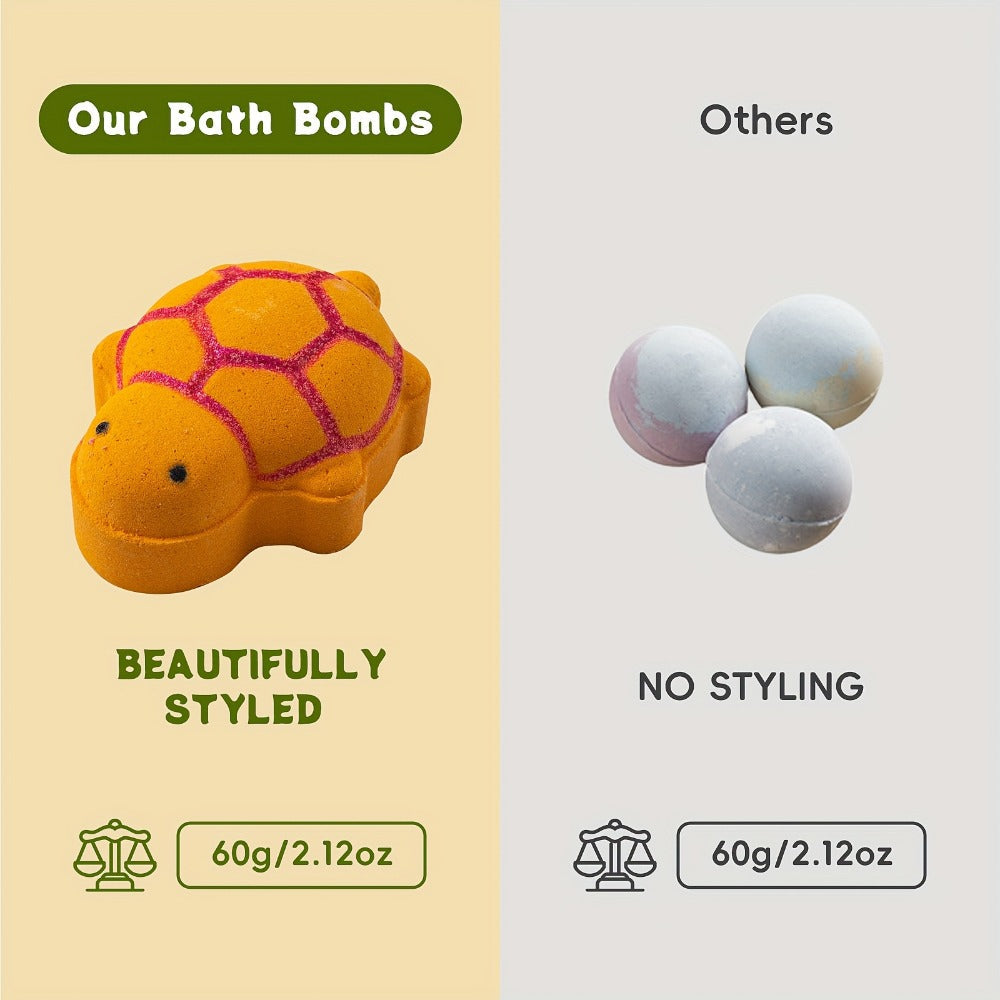 Bath Bombs for Kids with Surprise Toys Inside 9 Pack – Turtle Shaped Bubble Bath Balls with Rose Scent & Hidden Toy for Kids 