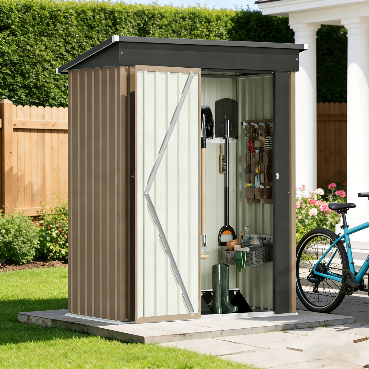 Garden Storage Shed, Metal Lockable Tool Backyard Compact for Garden, Patio and Yard Use, with the Listed Configuration — ima