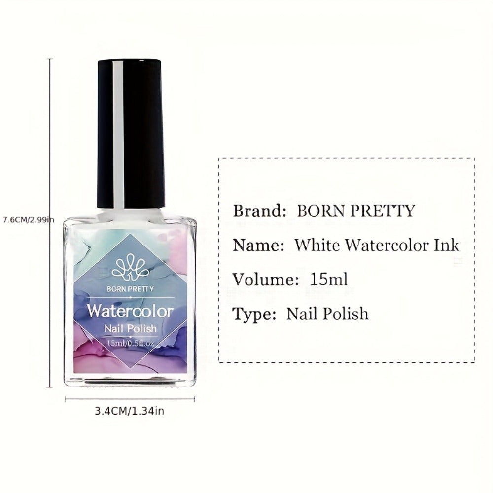 Gel Nail Polish Blooming White Watercolor Gel with Gradient Flower and Marble Effects for UV/LED Soak-Off Nail Art — image 4