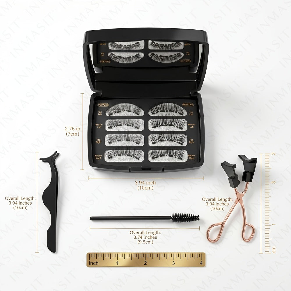 Eight-Piece Black Magnetic False Eyelash Kit with Rectangular Case, Applicator, Tweezers and Brush — image 6