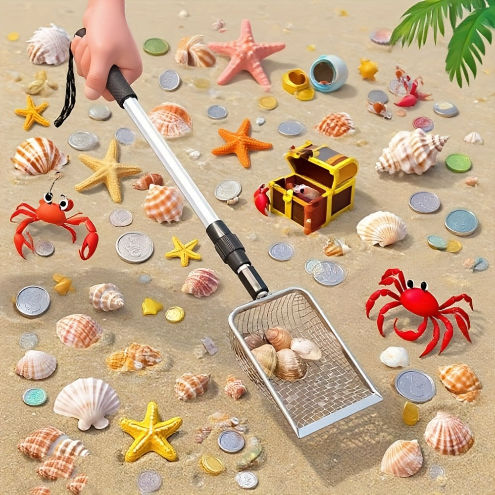 Sand Sifter with Scoop Telescopic Handle and Stainless Steel Retractable 3-Section Scoop — image 2