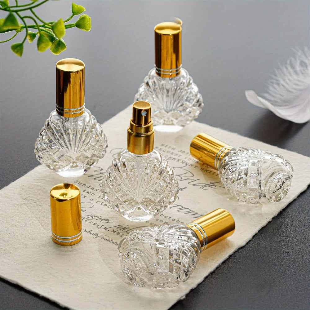 Glass Perfume Atomizer Bottles 15ml 20 Pack Gold Refillable Fine Mist Spray Travel Fragrance Bottles with 5 Funnels and 5 Pip
