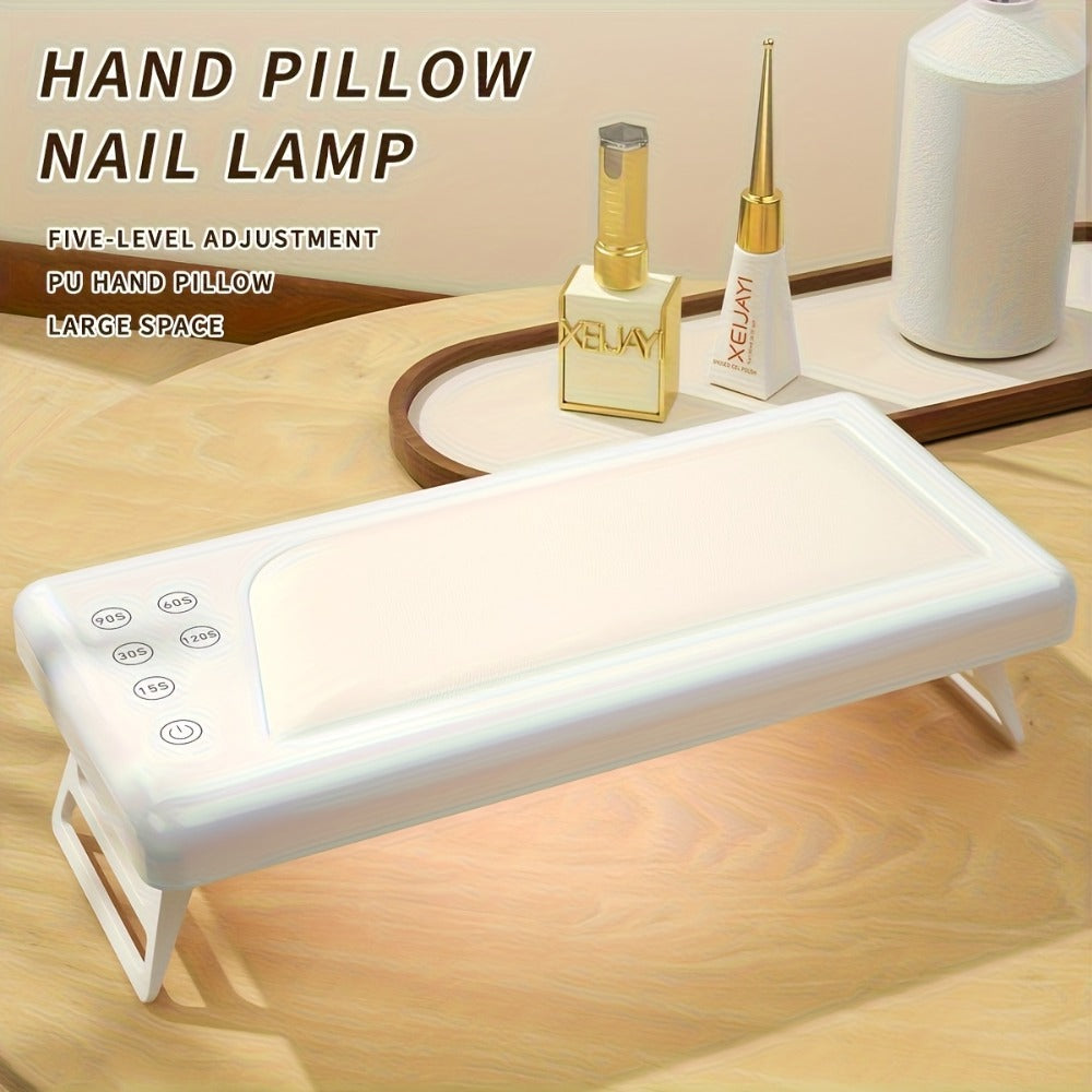 Wide Rectangular Hand-Pillow LED Nail Lamp with 28 x 13cm Base, Five Timer Settings and White Finish — image 2