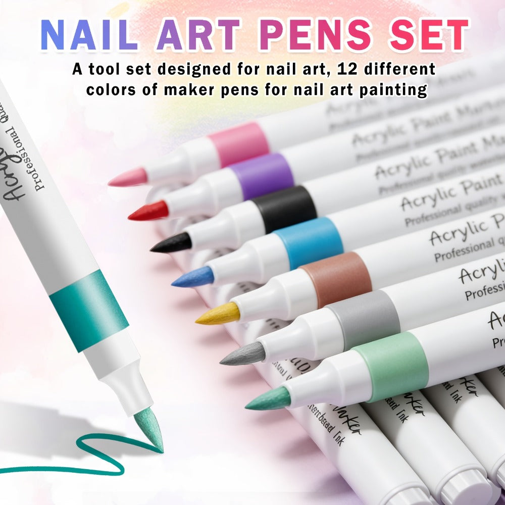 Nail Art Pens 36-Color Acrylic Paint Marker Set with Fine-Liner Tips and Pump-to-Prime Pen Bodies — image 7