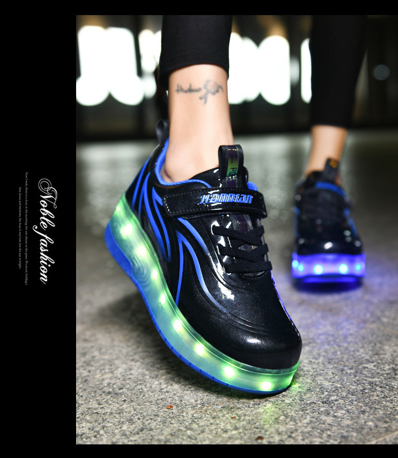 Children's Rechargeable Two-wheel LED Light-up Shoes
