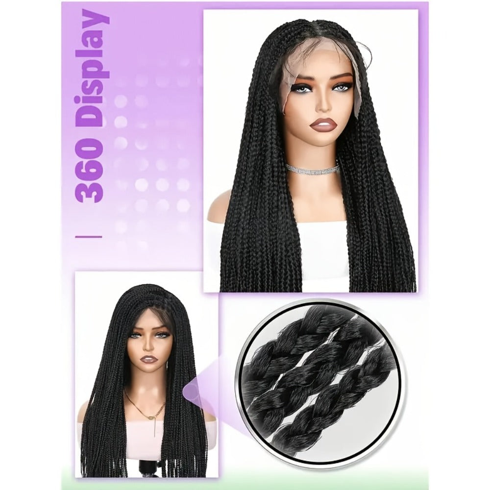 Thirty-Inch Box-Braid Wig with 360 Lace Cap and Four Black, Blonde, Burgundy or Auburn Options — image 13