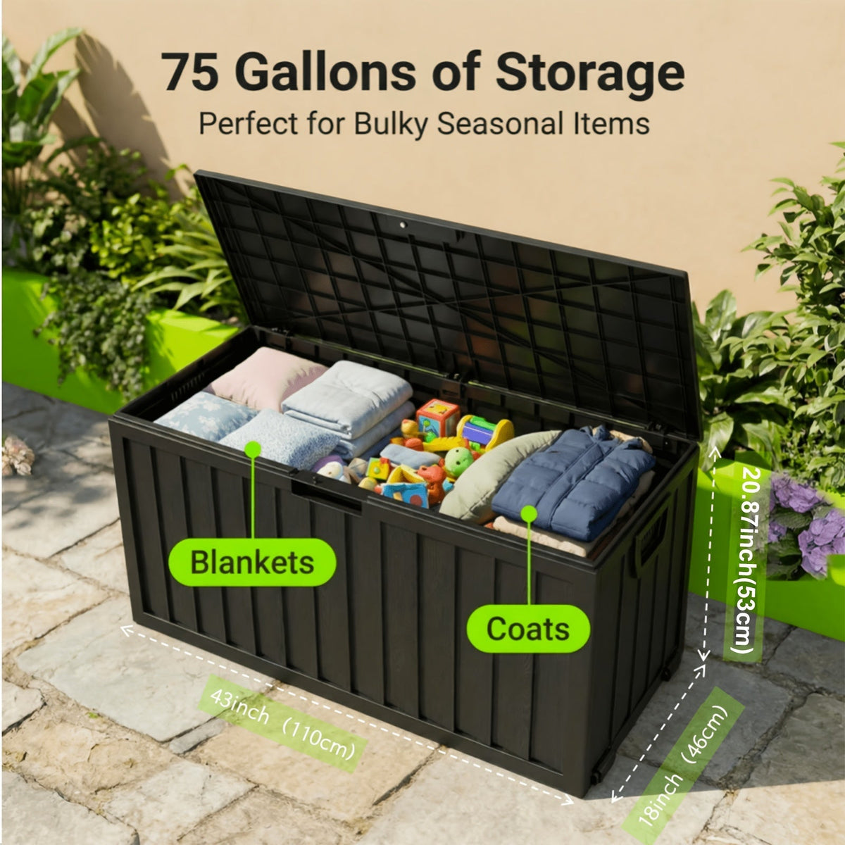 Deck Box Outdoor, Lockable Pool Patio Garden Tool Storage for Garden, Patio and Yard Use, with the Listed Configuration — ima