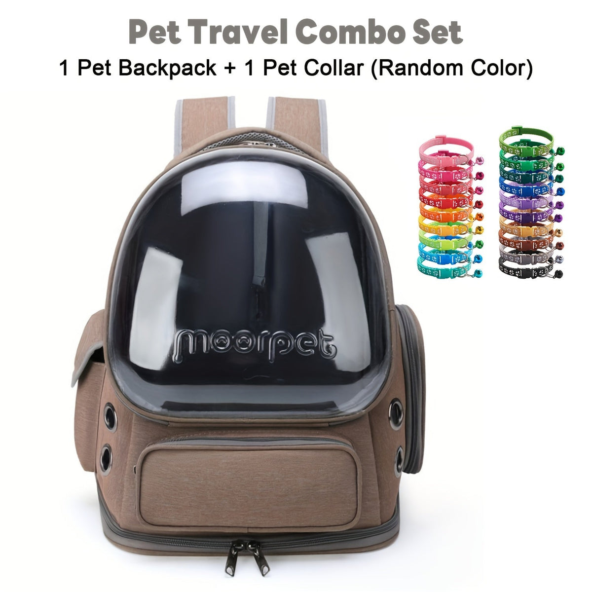 Dome-Window Pet Carrier Backpack and Collar Set with Mesh Panels in Five Source-Labeled Color Options — image 7