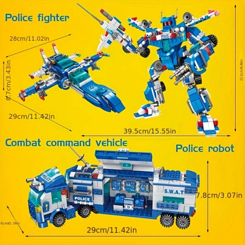 City Police Building Blocks Set 700 Pieces, Patrol Car Truck with Action Figures, Brick Toy for Boys Role Play STEM — image 3